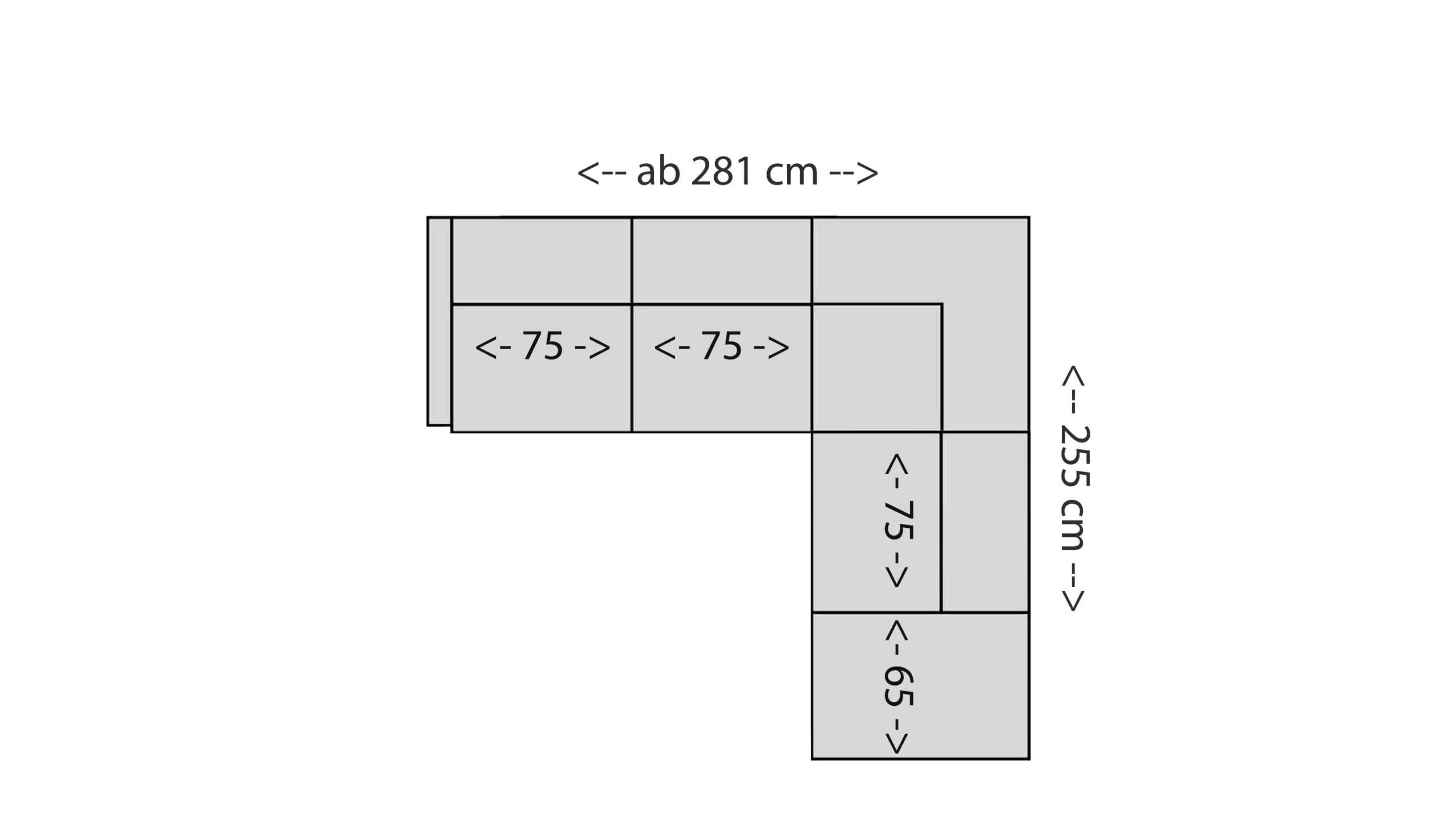 Shogun Ecksofa M mit Ottomane 140 Skizze