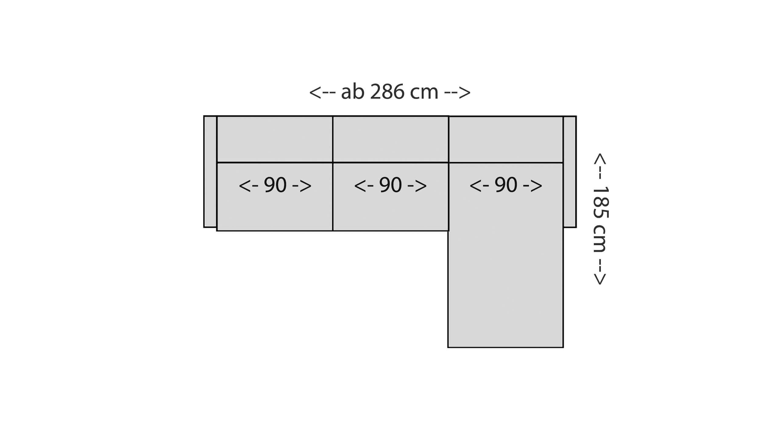 Avant 3-Sitzer mit XL Longchair Skizze