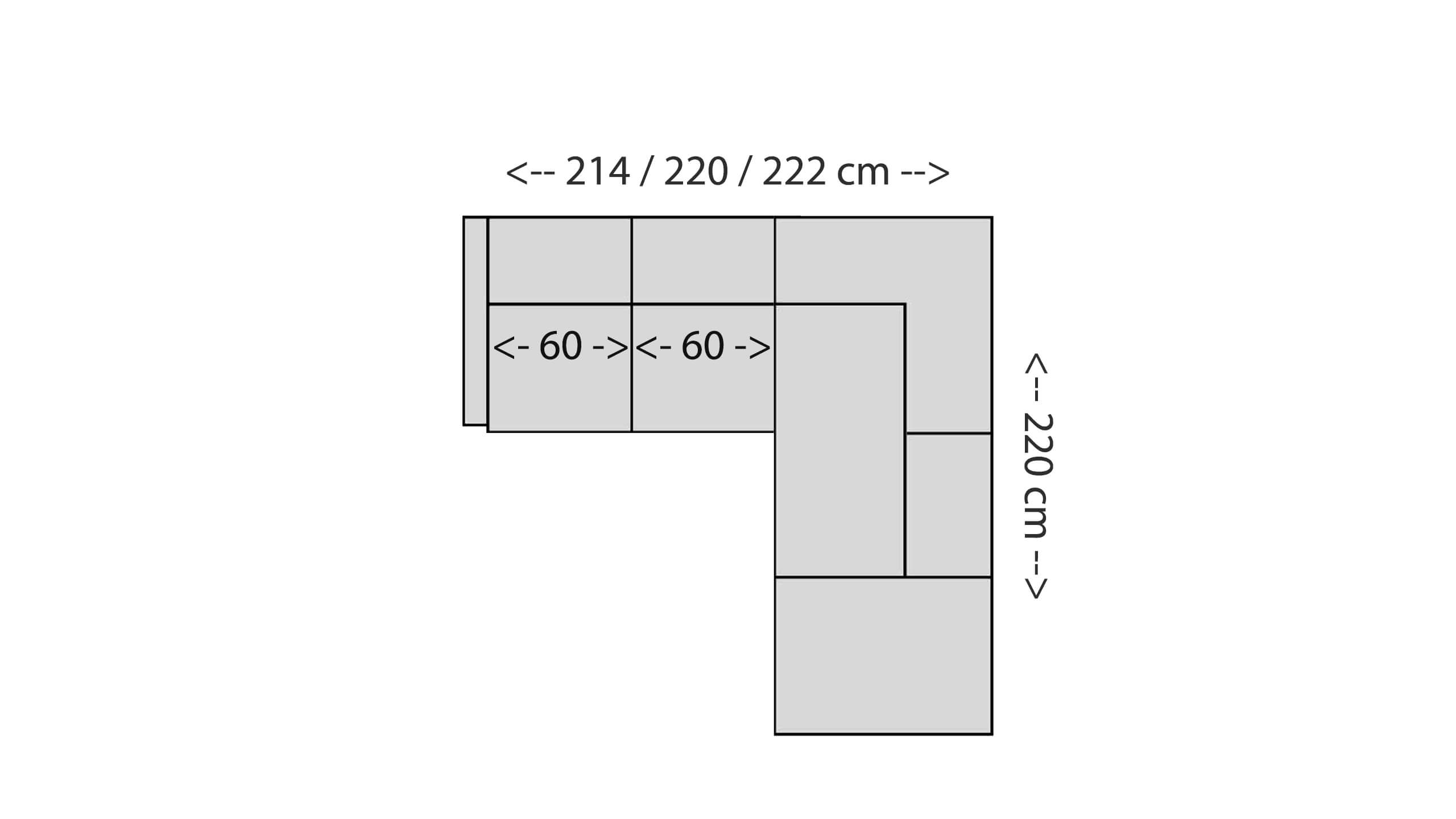Cilia Ecksofa 120 mit Ottomane Skizze