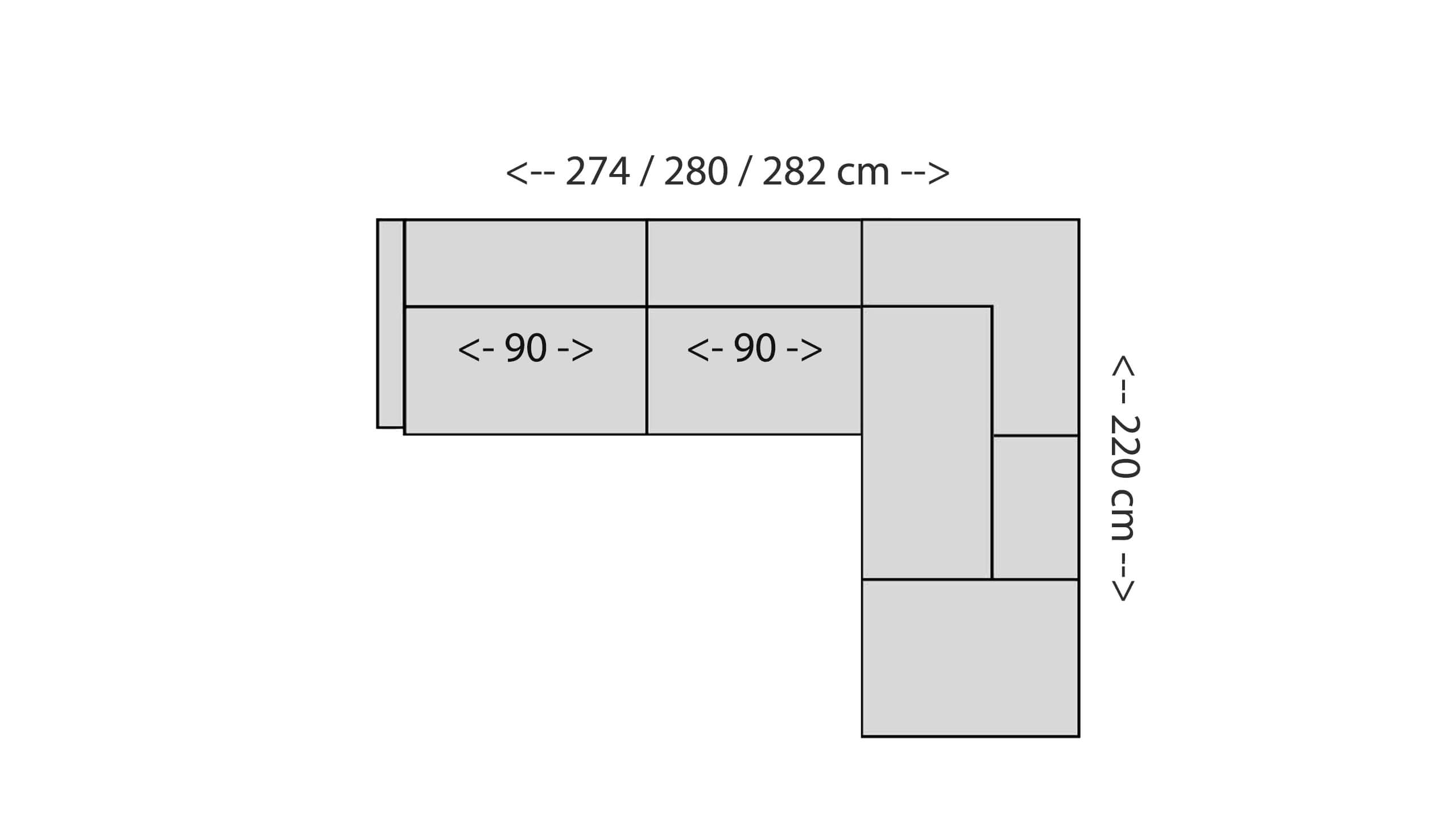 Cilia Ecksofa 180 mit Ottomane Skizze