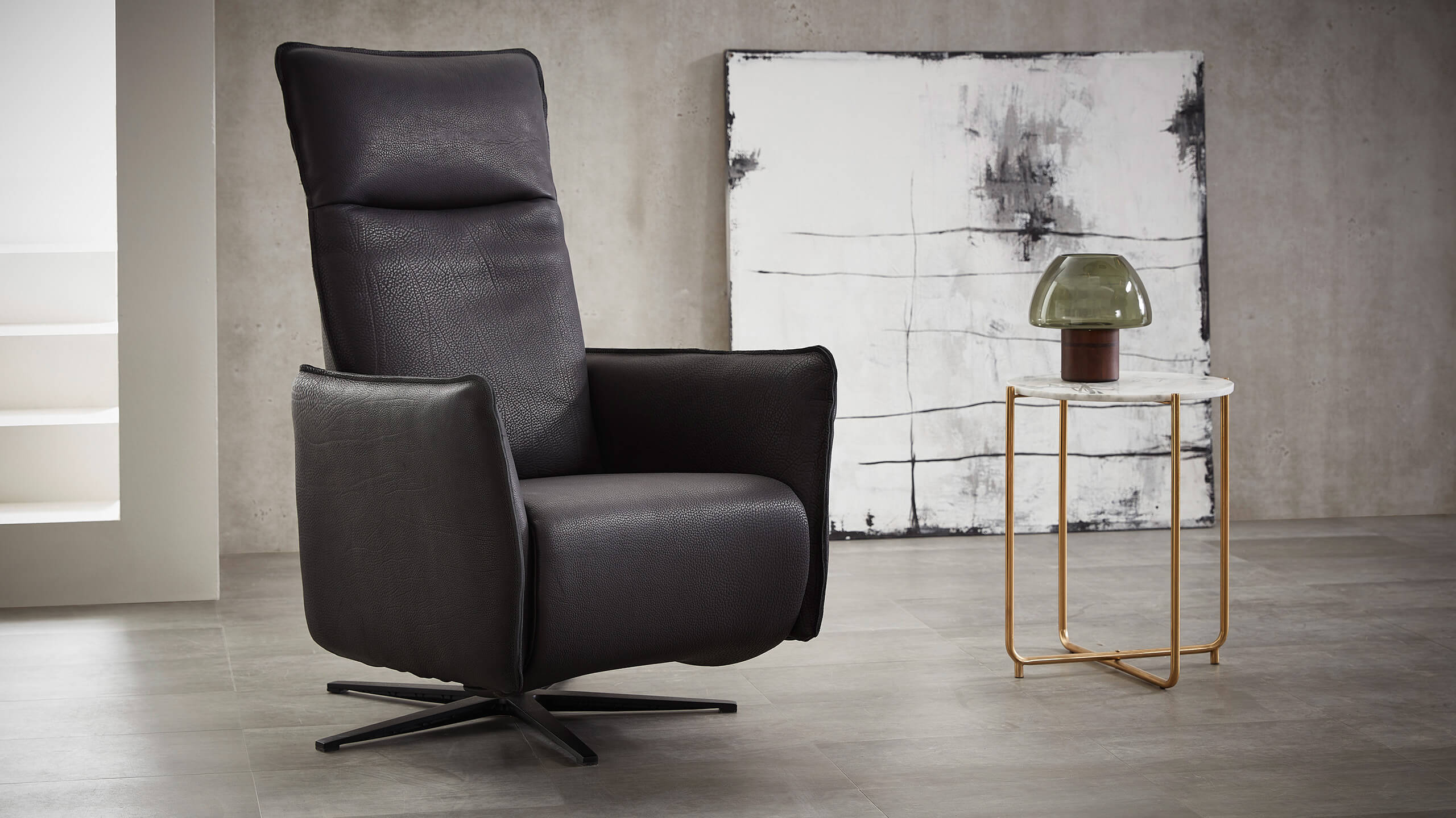 Lario Relaxsessel Leder schwarz