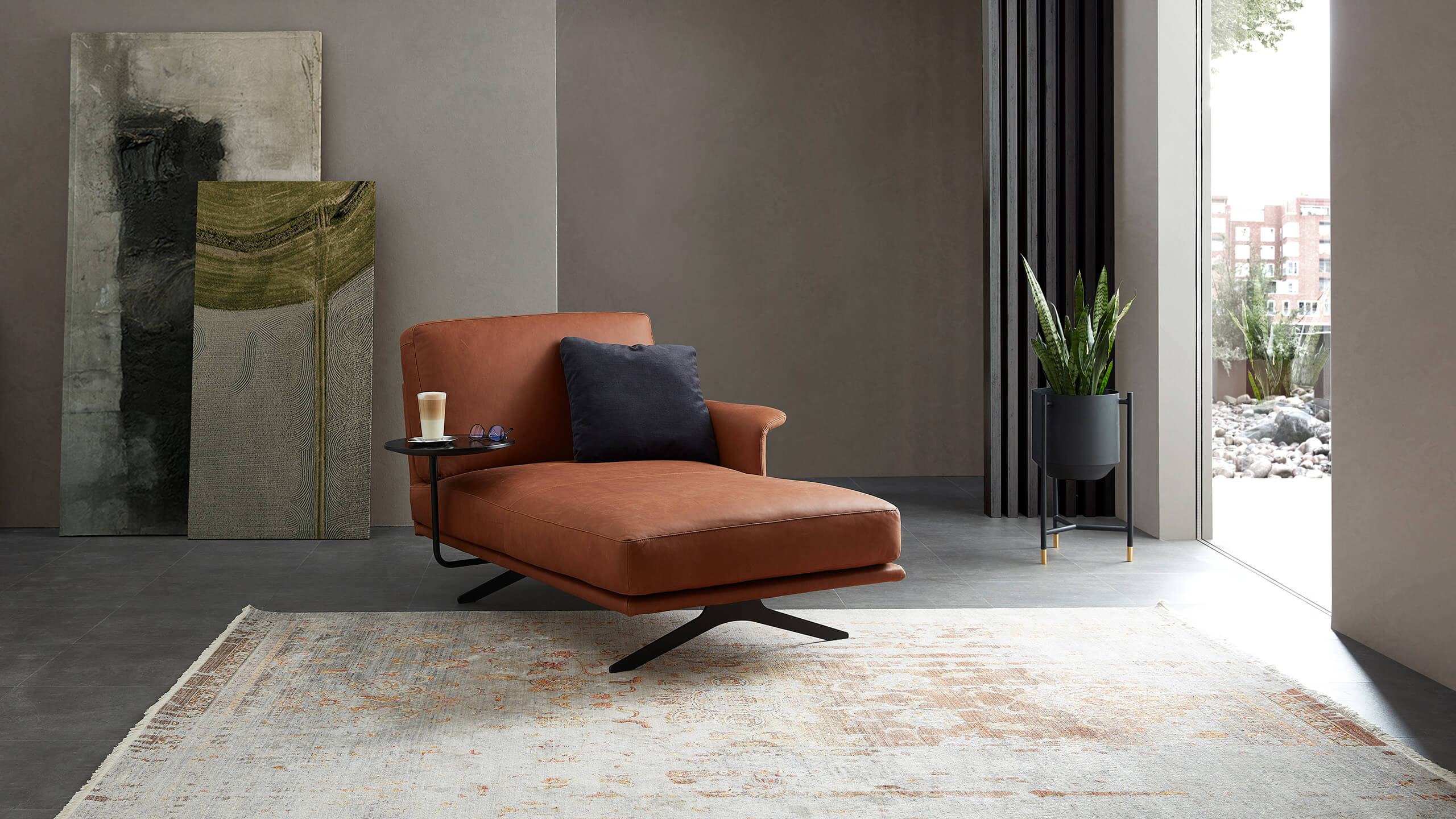 Cilia Longchair Leder Cognac