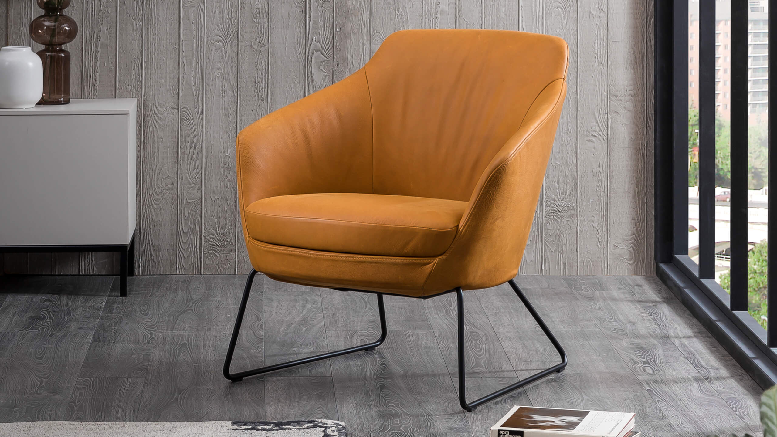 Nora Stuhl auf Kufen schwarz matt