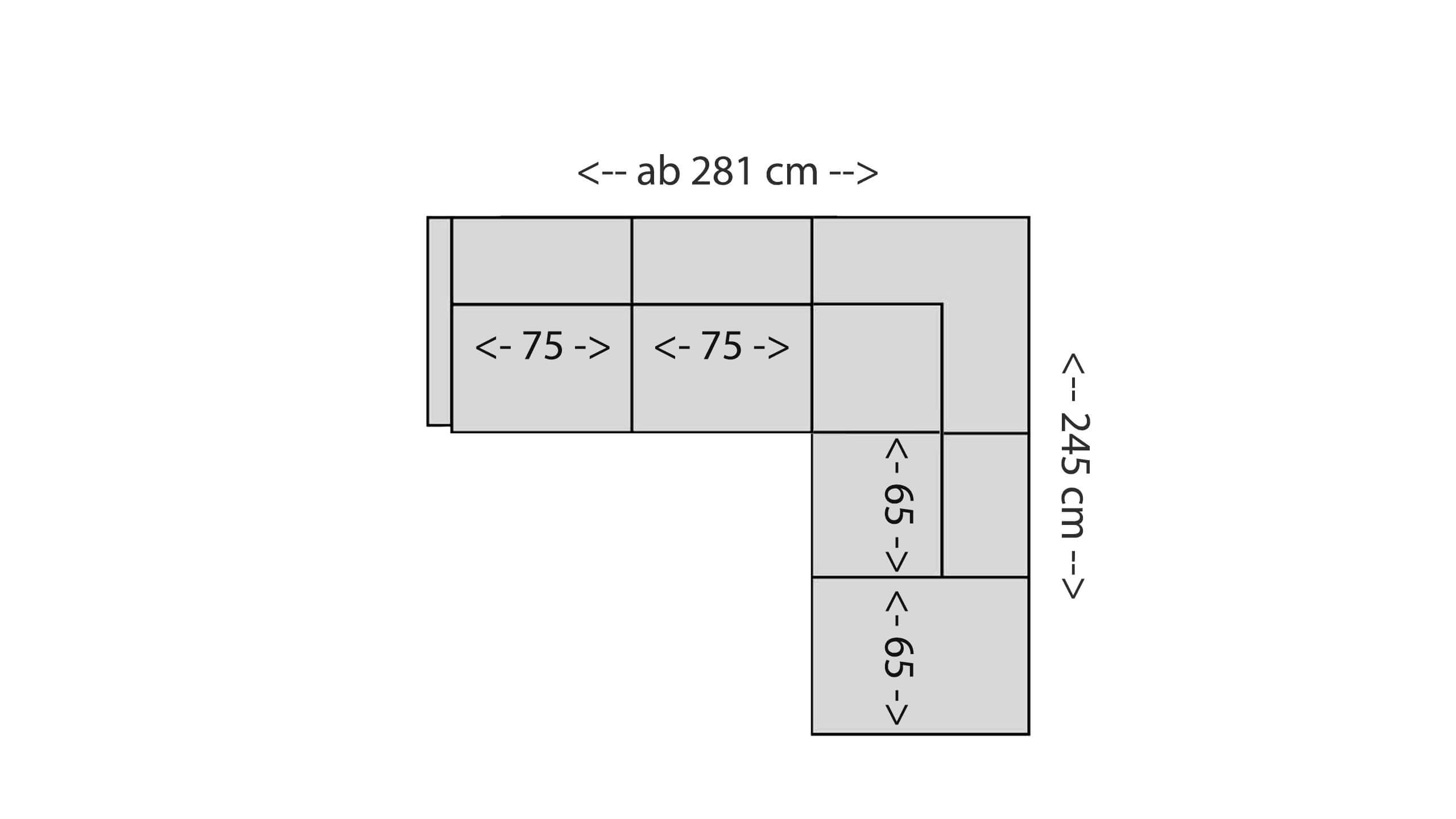 Shogun Ecksofa M mit Ottomane 130 Skizze