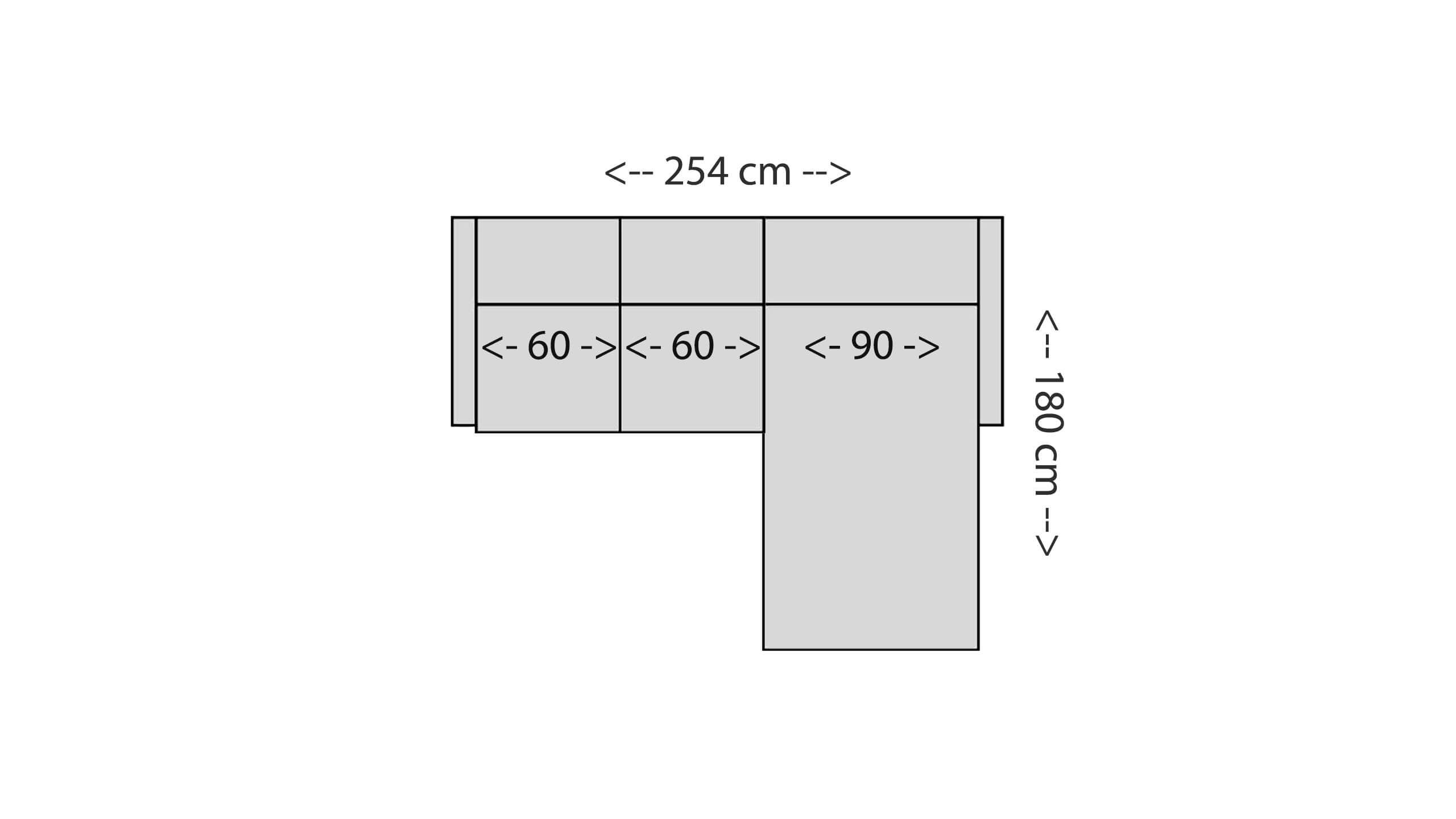 Claire Ecksofa 120 mit XL-Longchair Skizze