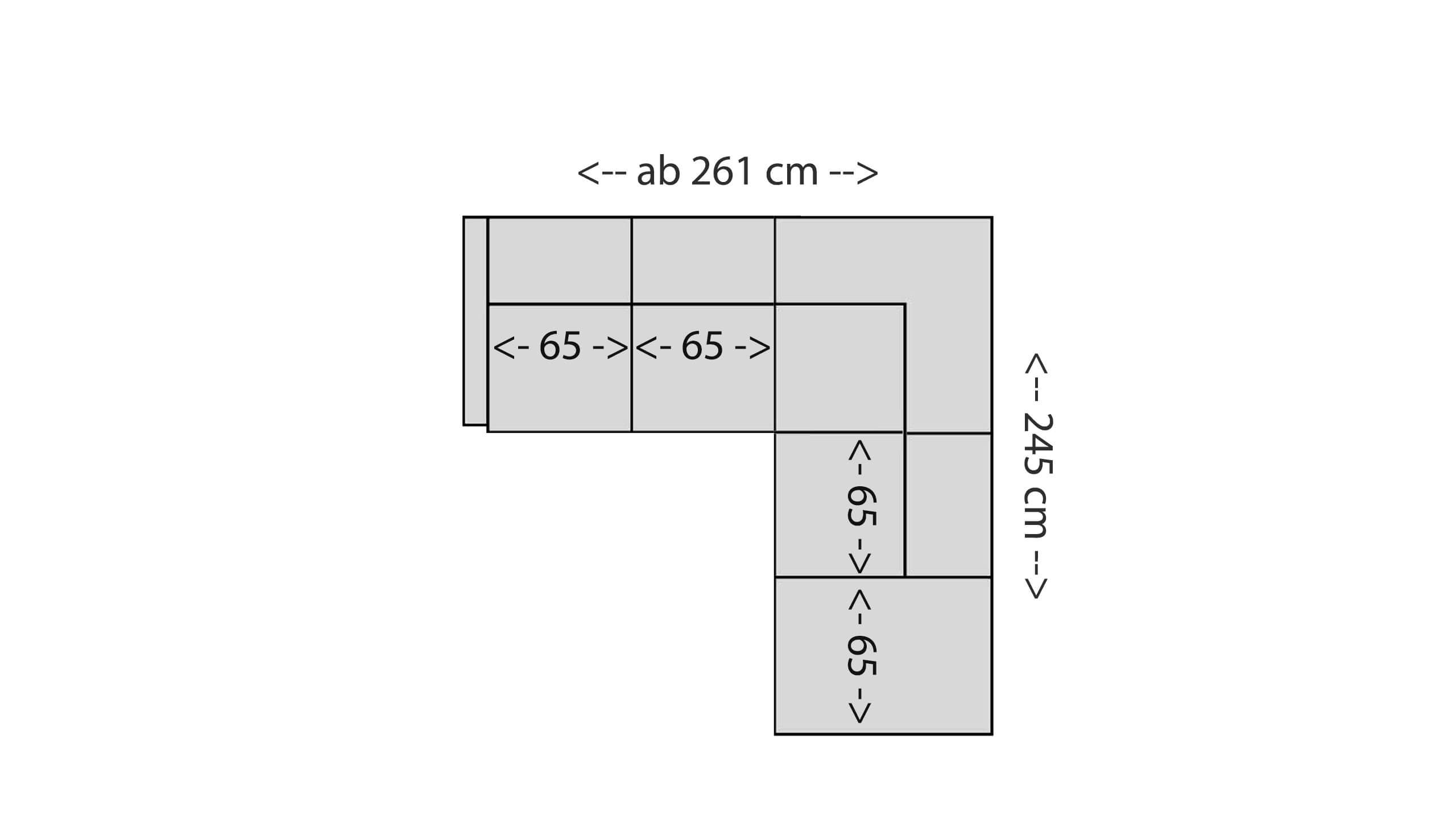Shogun Ecksofa S mit Ottomane 130 Skizze