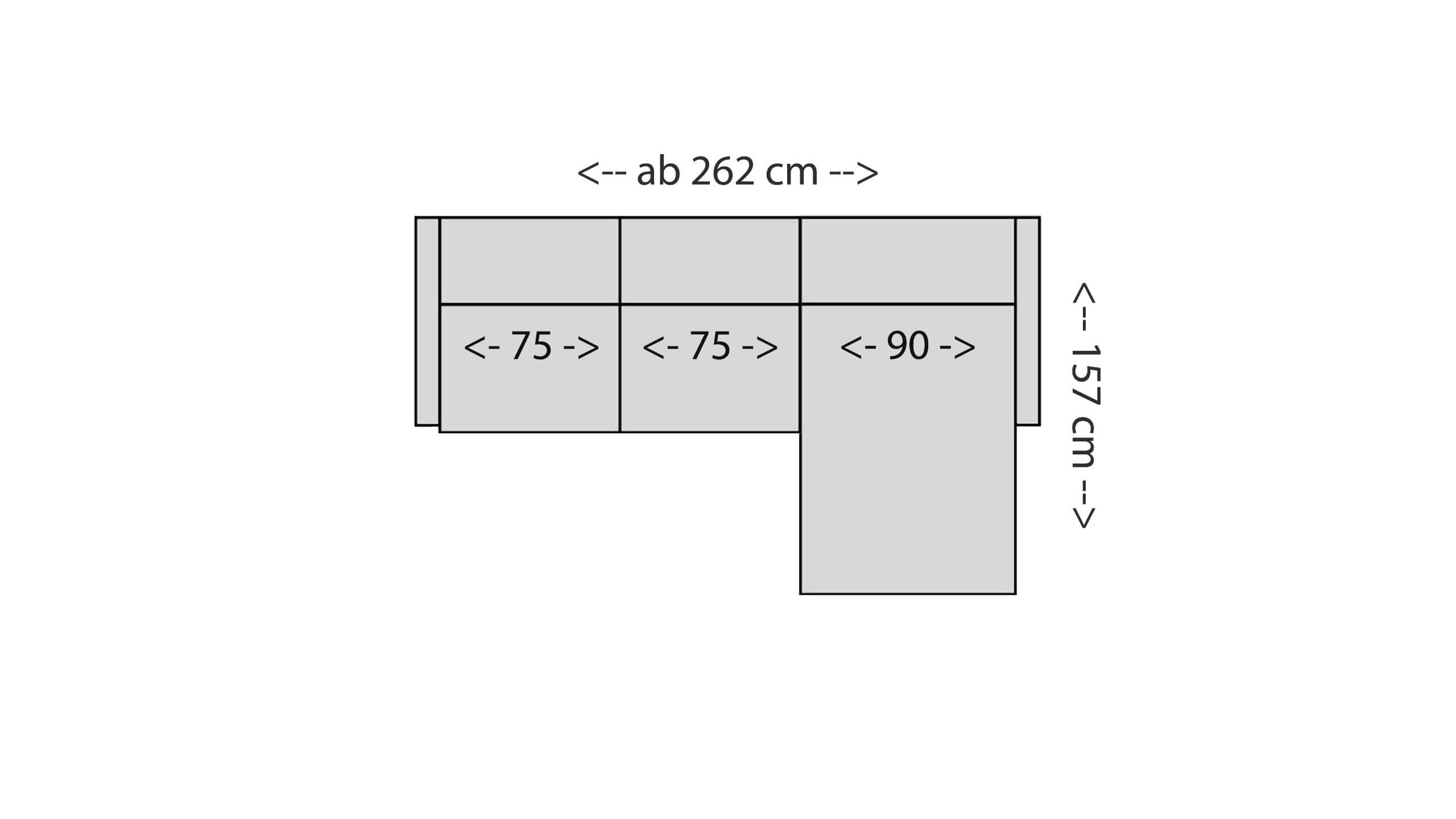 Vision 2,5-Sitzer mit XL-Longchair Skizze
