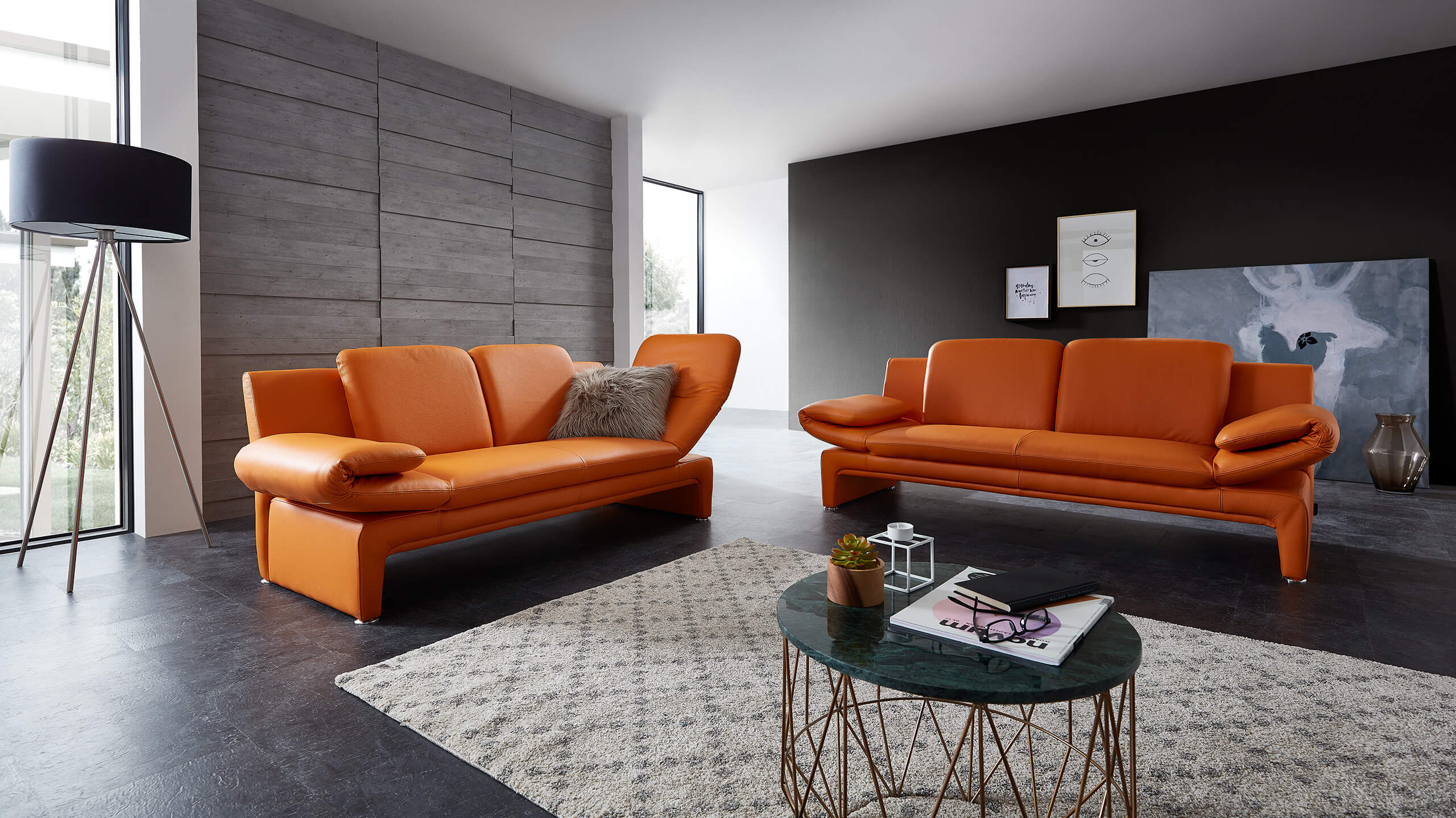 Paloma Sitzgruppe Dickleder Comfort Mandarin