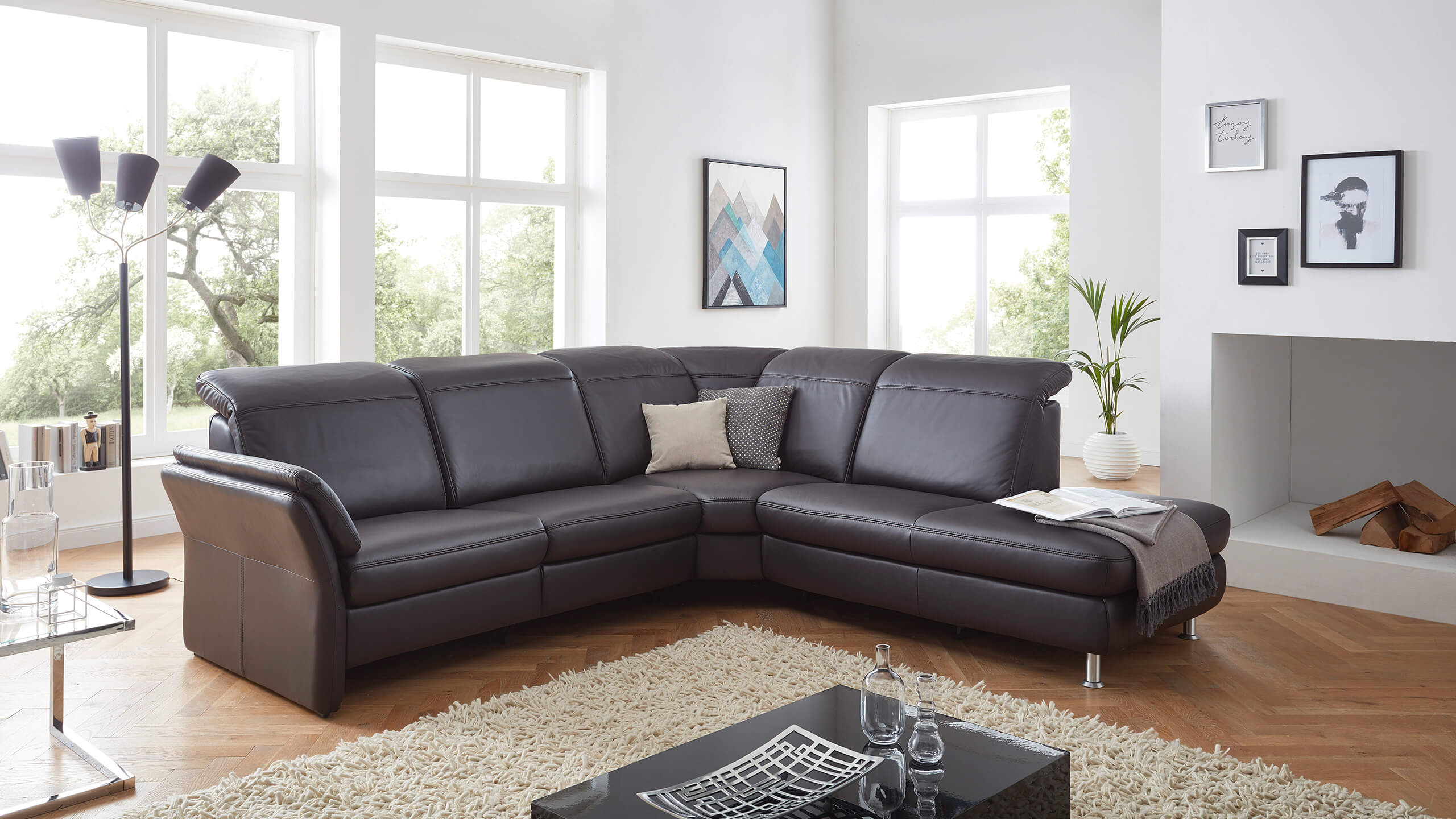 Shogun Ecksofa Leder braun