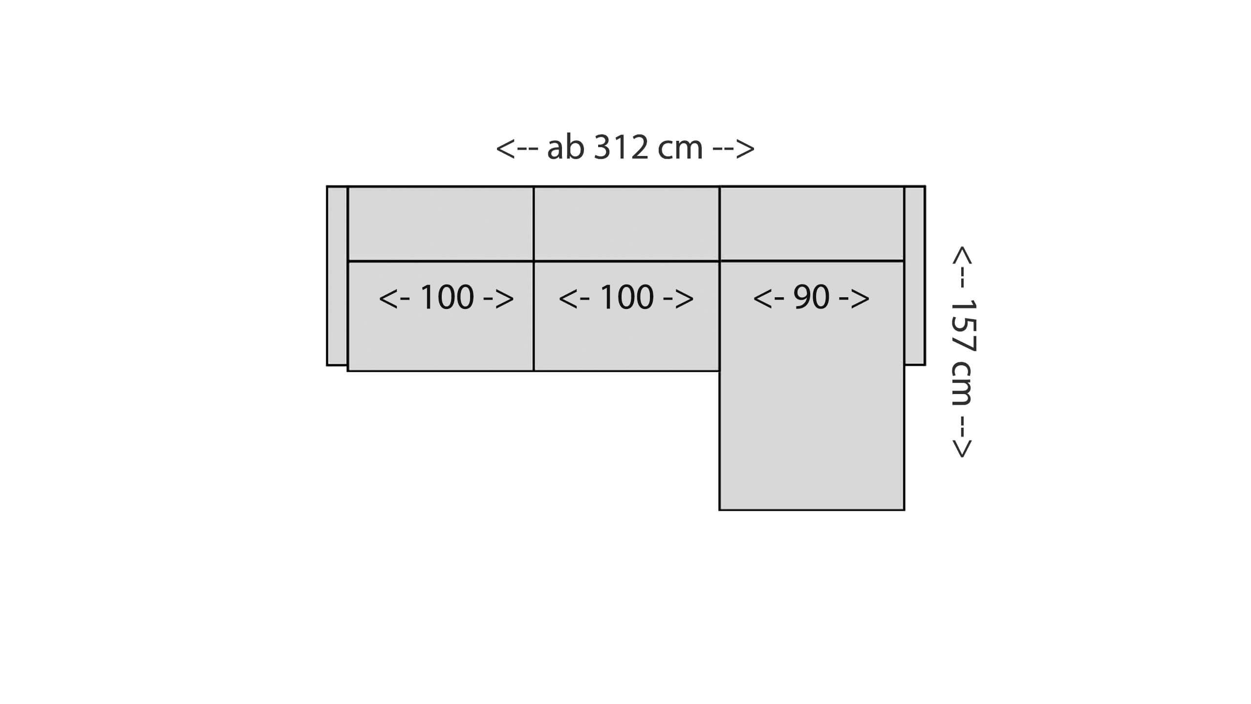 Vision 3,5-Sitzer mit XL-Longchair Skizze