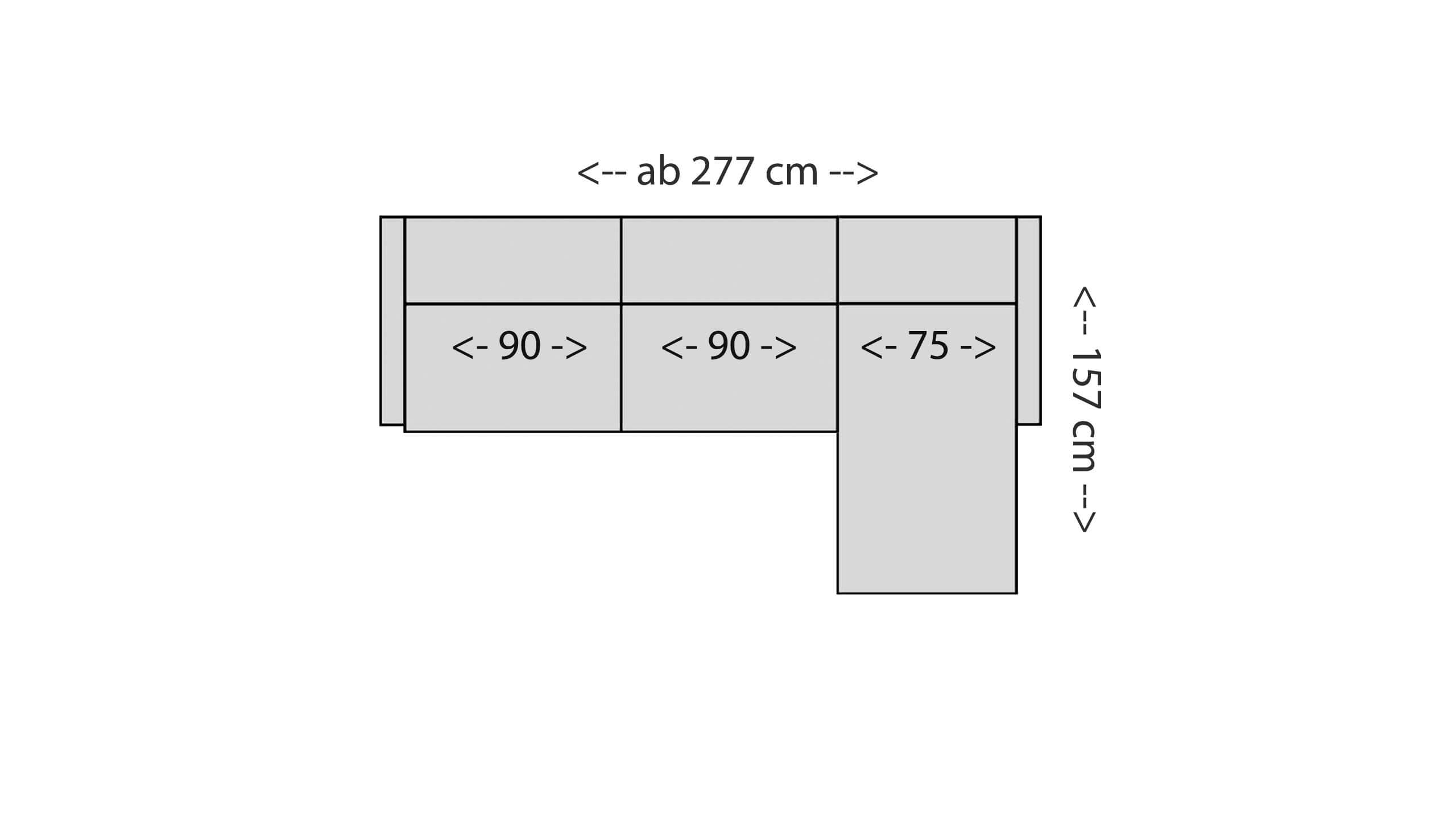 Vision 3-Sitzer mit Longchair Skizze