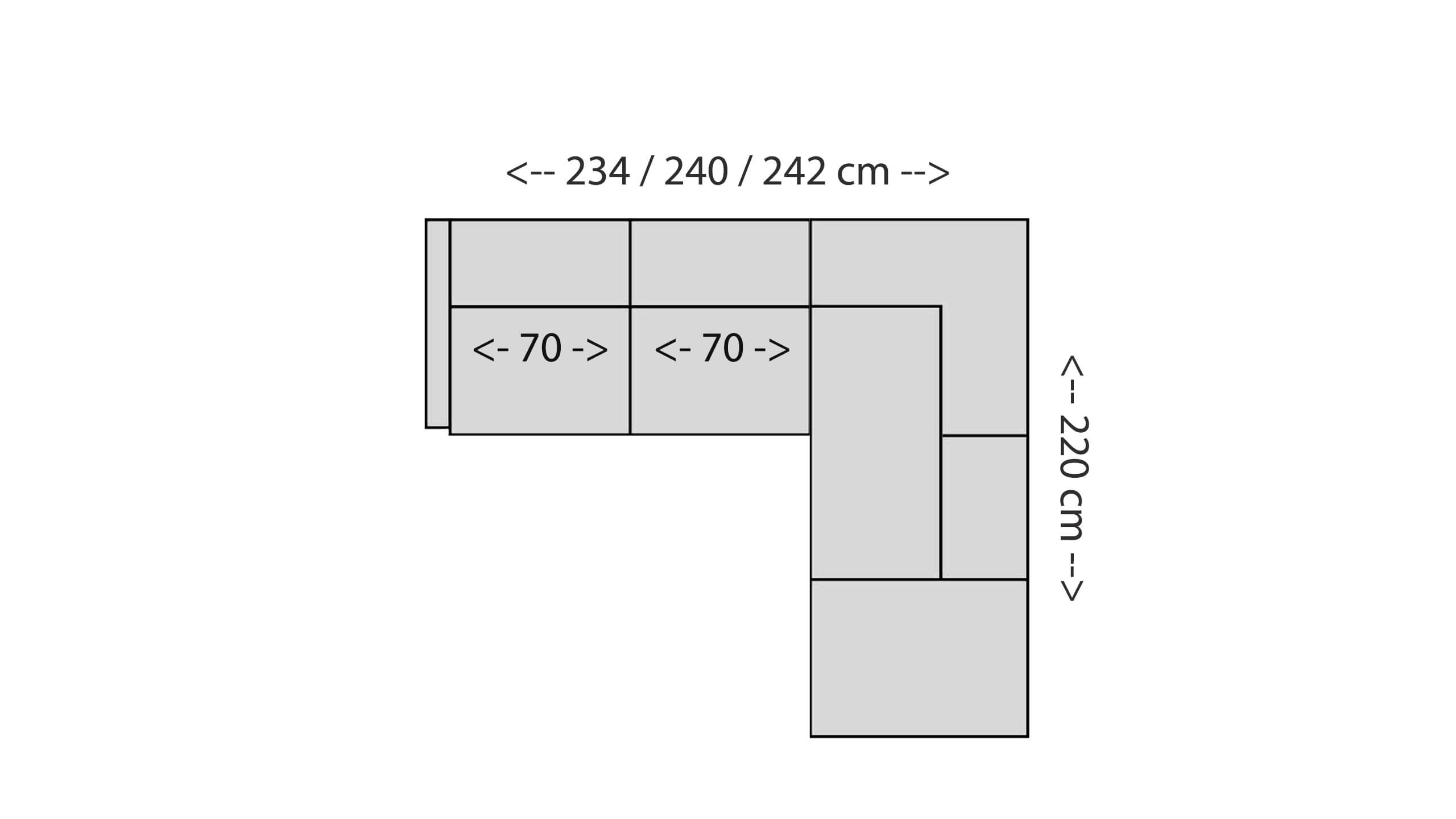 Cilia Ecksofa 140 mit Ottomane Skizze