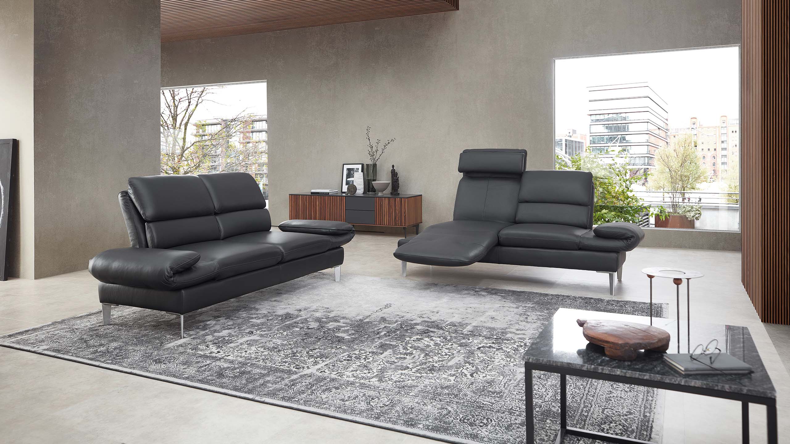 Sofagarnitur Cassis Leder anthrazit