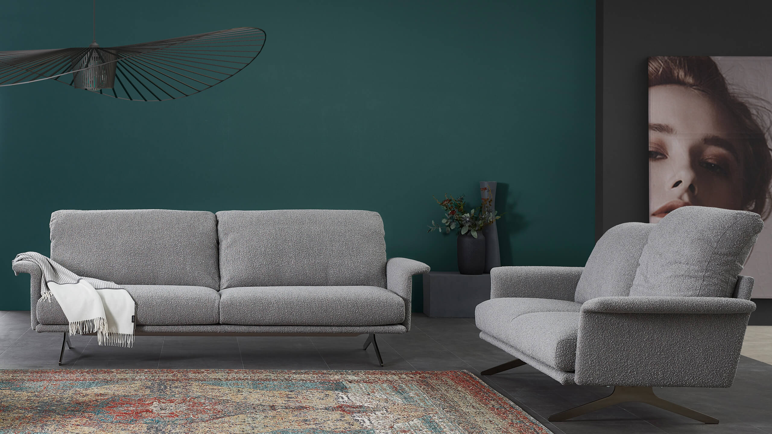 Cilia Sitzgarnitur Stoffbezug grau