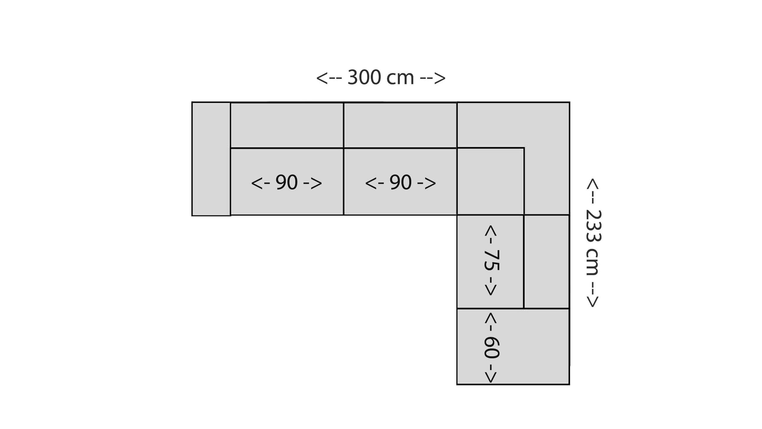 Dakota Ecksofa L 135 Skizze