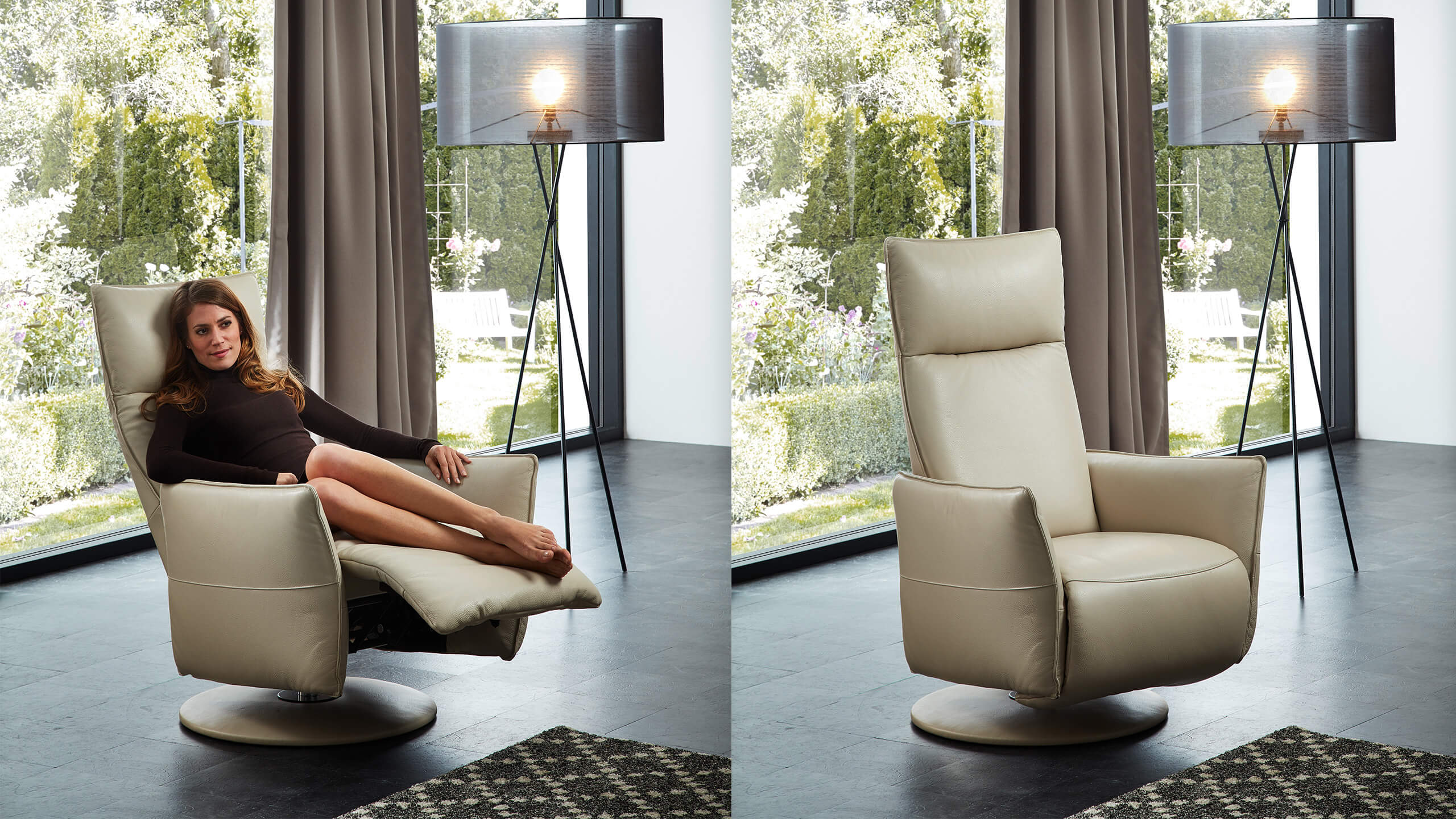 Lario Relaxsessel Leder mit Frau