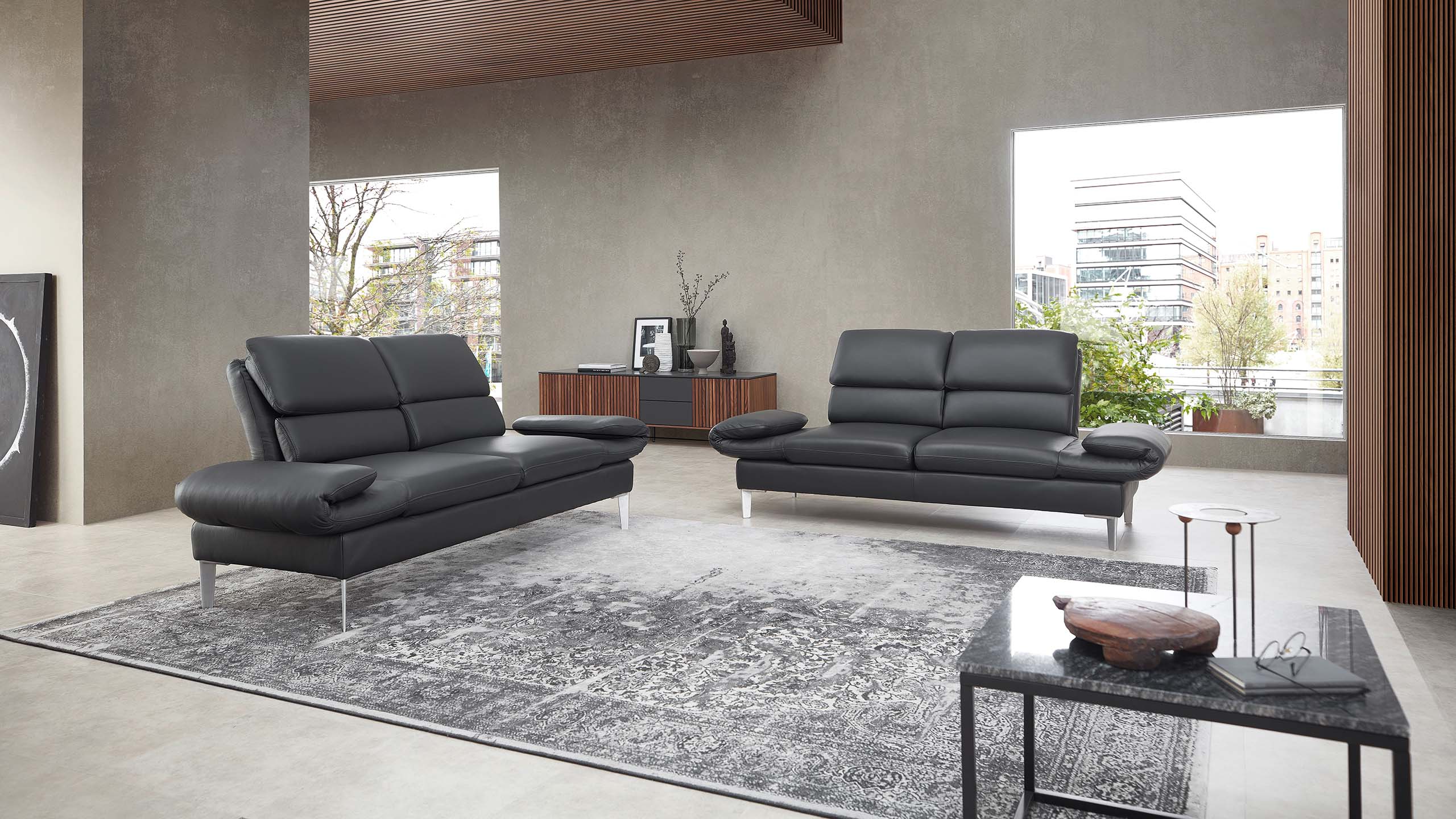 Sofa Cassis Leder anthrazit